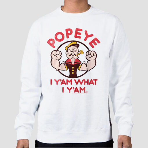 Sweatshirt White Popeye the Sailorman What I Yam