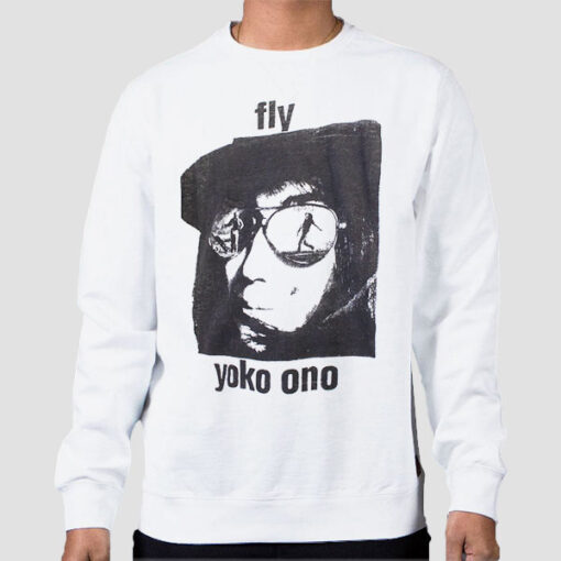 Sweatshirt White Vintage Potrait Fly Yoko Ono