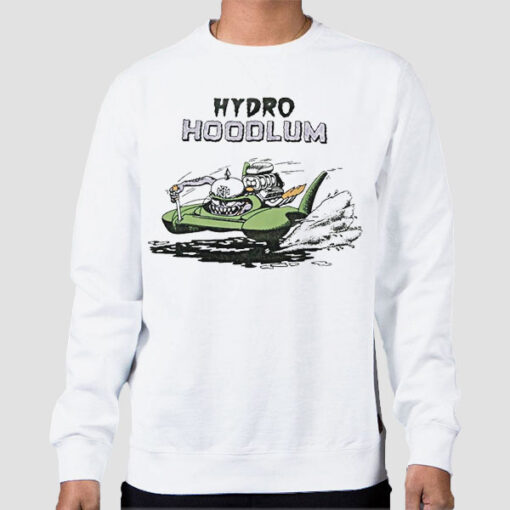 Sweatshirt White Vtg Hydro Hoodlum Drag Boat