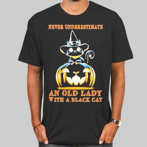 Never Underestimate Old Lady With Cats Shirt