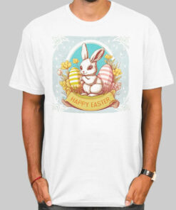 Vintage Floral Bunny Happy Easter Shirt