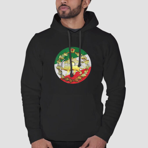 Hoodie Black Iran Flag With Lion and Sword