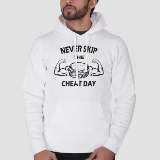 Hoodie White Funny Burger Cheat Day Design