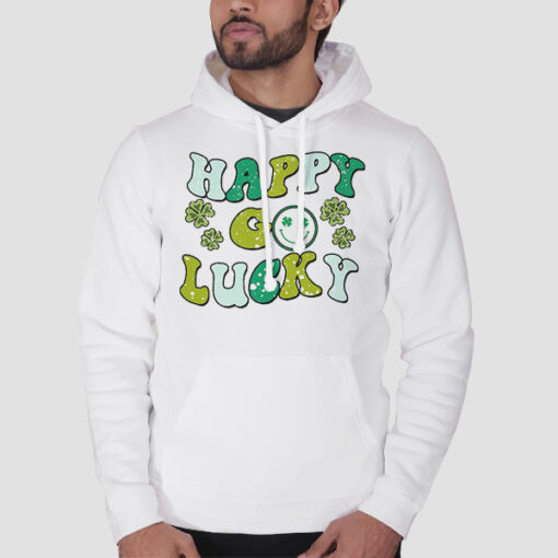 Hoodie White Go Lucky Happy St Patrick's Day