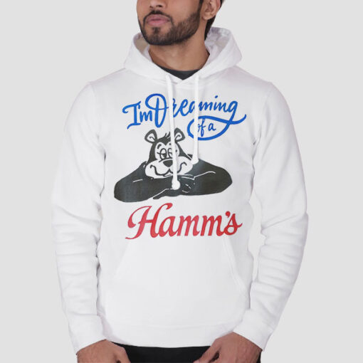 Hoodie White I'm Dreaming of a Hamms Beer