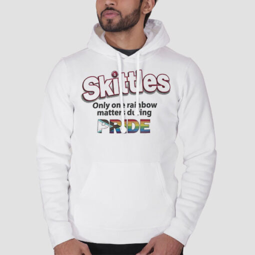 Hoodie White Rainbow Pride Skittles Lgbt