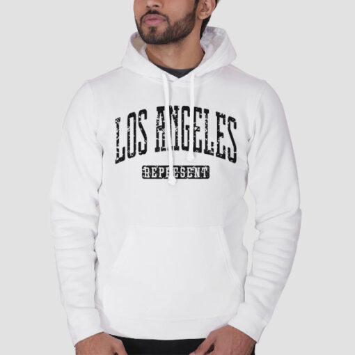 Hoodie White Typography Los Angeles Represent Merch