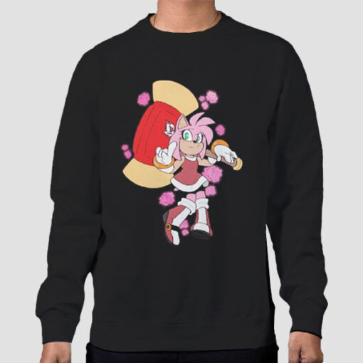 Sweatshirt Black Amy Rose Pink Sonic the Hedgehog