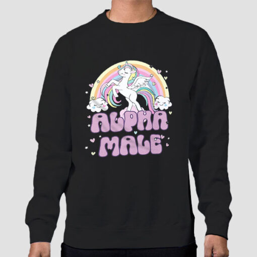 Sweatshirt Black Funny Inspired Alpha Male Unicorn