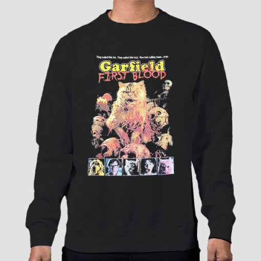 Sweatshirt Black Garfield First Blood Are Cats Cannibalistic