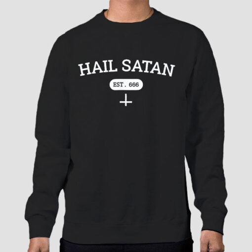 Sweatshirt Black Satanic Est 666 Hail Satan