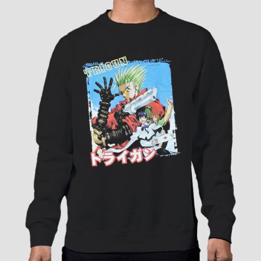 Sweatshirt Black Vintage Kanji Anime Trigun Watch