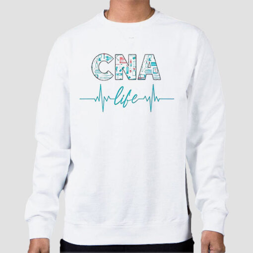 Sweatshirt White Cna Day CNA Life Heartbeat