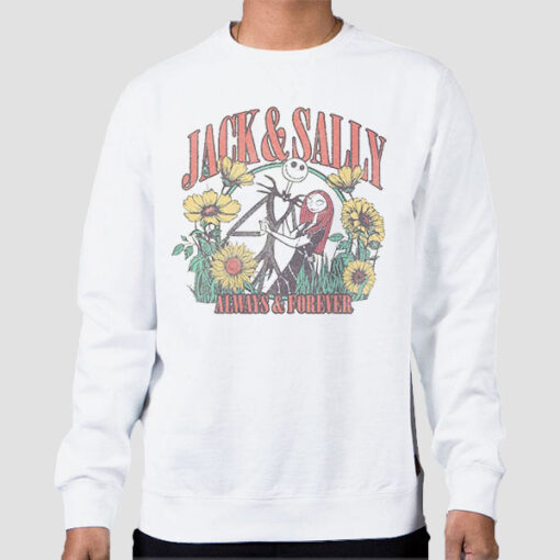 Sweatshirt White Jack and Sally Faces Always Forever