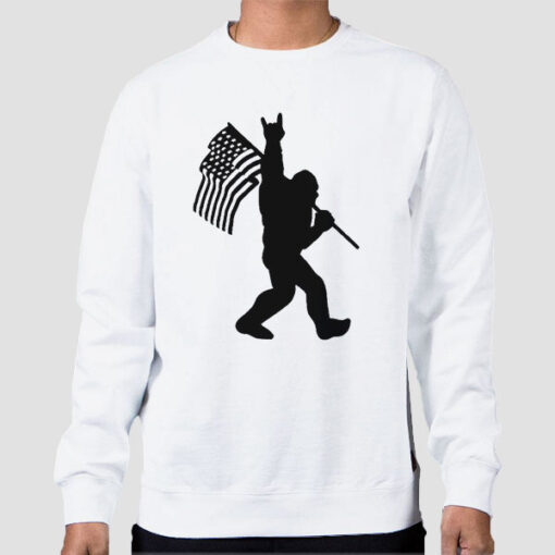 Sweatshirt White Swag Sign Bigfoot American Flag