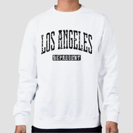 Sweatshirt White Typography Los Angeles Represent Merch