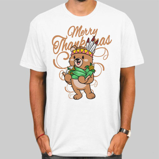 Cute Bear Happy Merry Thanksmas Shirt