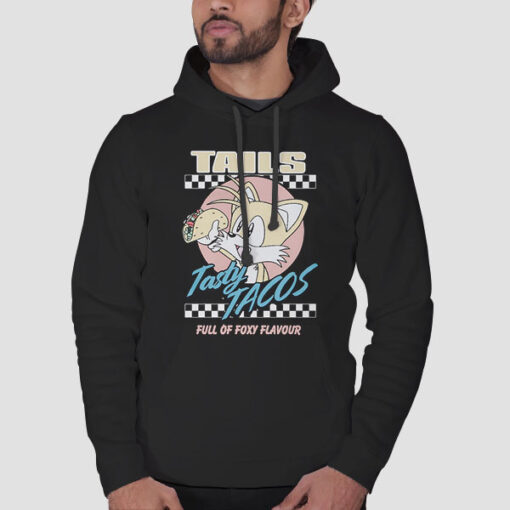Hoodie Black Funny Taste Tacos and Tails Graphic