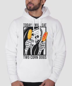 Hoodie White Meme Today I Will Eat Two Corn Dogs
