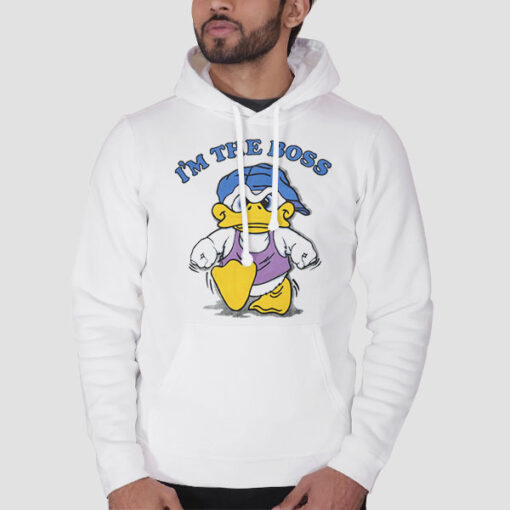 Hoodie White Vintage Funny I M the Boss Duck