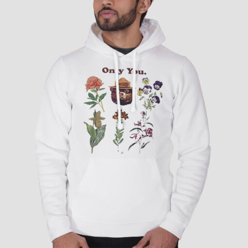 Vtg Flowers Only You Smokey the Bear Hoodie