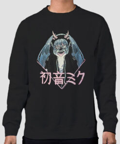Sweatshirt Black Anime Demon Mask Hatsune Miku