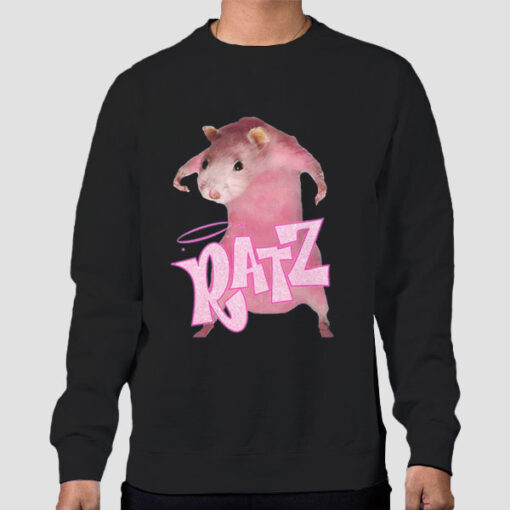Sweatshirt Black Funny Graphic Pink Rat Meme