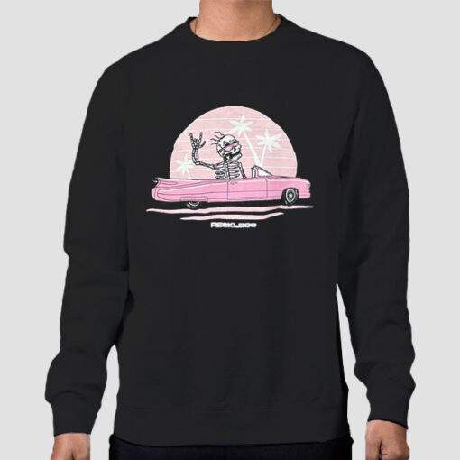 Sweatshirt Black Funny Skeleton Driving Reckless