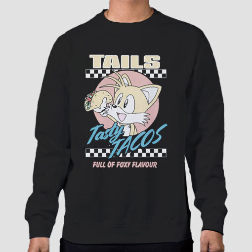 Sweatshirt Black Funny Taste Tacos and Tails Graphic