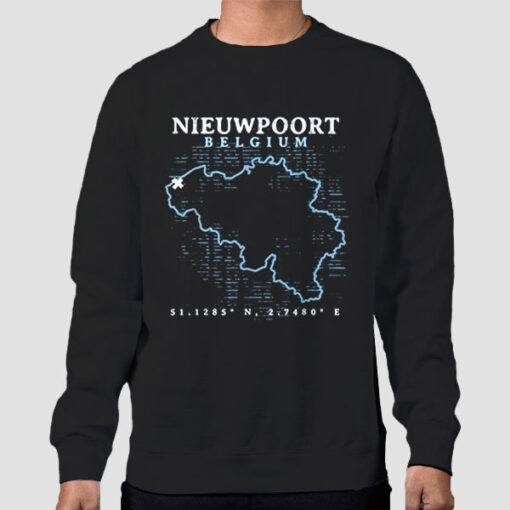 Sweatshirt Black Map Nieuwpoort Belgium