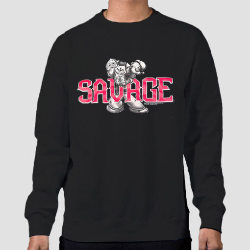 Sweatshirt Black Parody Cartoon Popeye Savage