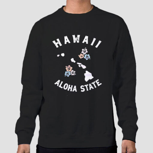 Sweatshirt Black Vintage Aloha State Hawaii