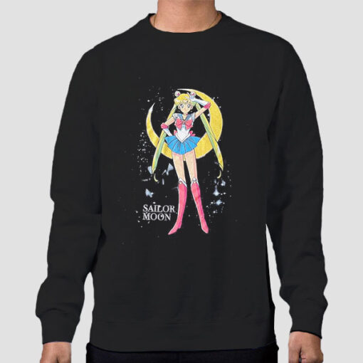 Sweatshirt Black Vintage Usagi Tsukino Sailor Moon