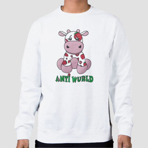 Sweatshirt White Antiwurld Strawberry Cow Print