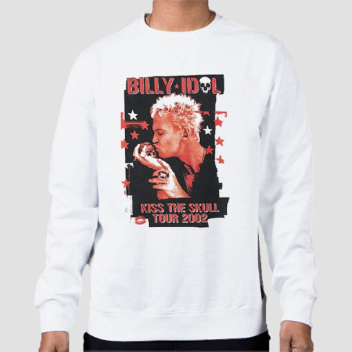 Sweatshirt White Kiss Skull Tour 2023 Billy Idol Vintage