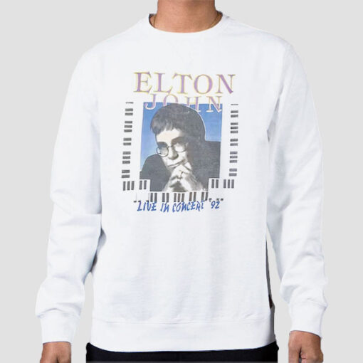 Sweatshirt White Live in Concert 92 Elton John Vintage