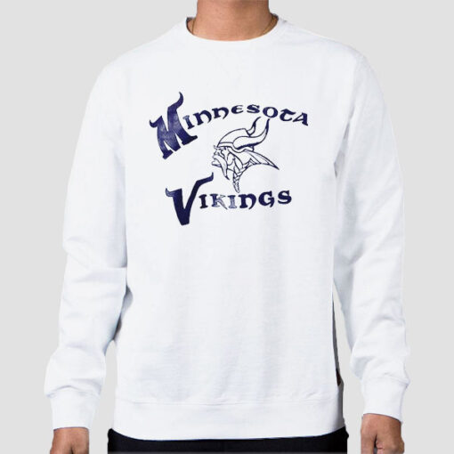 Sweatshirt White Logo Mascot Minnesota Viking