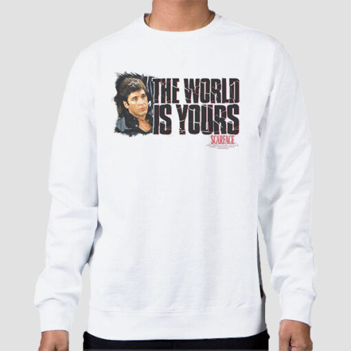 Sweatshirt White Scarface Movie the World Is Yours