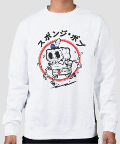 Sweatshirt White Scary Japan Spongebob Skeleton
