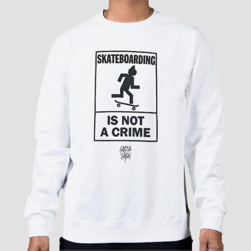 Sweatshirt White Skateboarding Crime Art Graphic