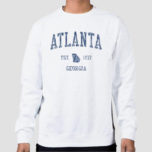 Sweatshirt White Vintage 80s Georgia Atlanta