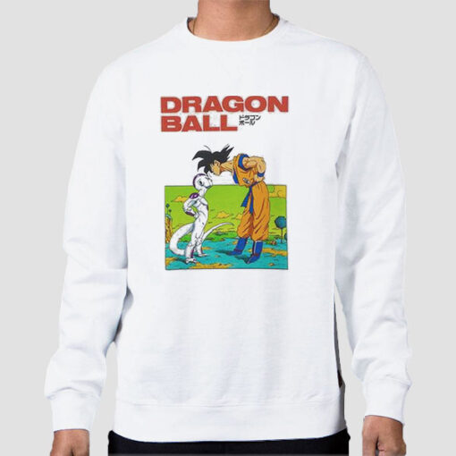 Sweatshirt White Vintage Dragon Ball Goku vs Frieza