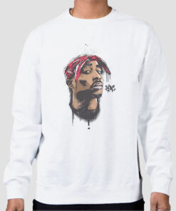 Sweatshirt White Vintage Face Rapper Tupac