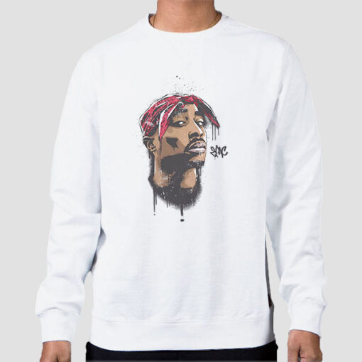 Sweatshirt White Vintage Face Rapper Tupac