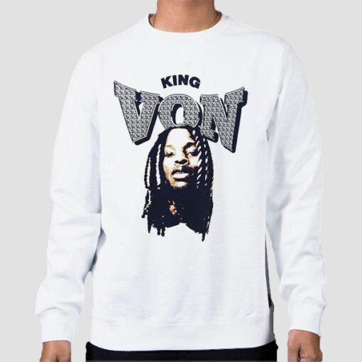 Sweatshirt White Vintage Graphic King Von Printed