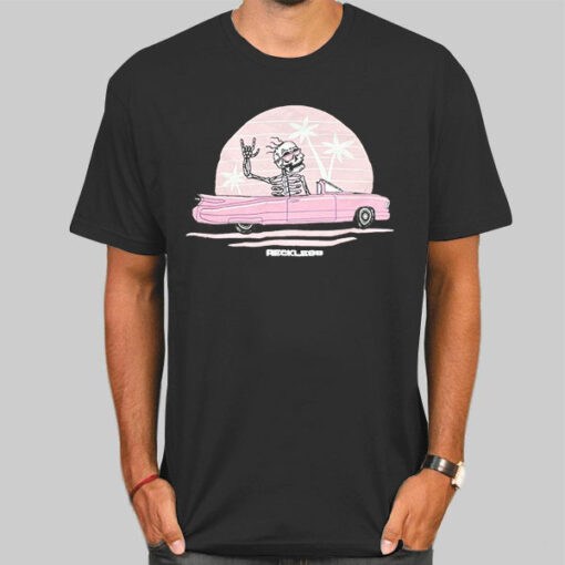 T Shirt Black Funny Skeleton Driving Reckless