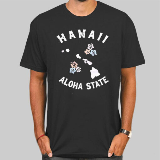 T Shirt Black Vintage Aloha State Hawaii