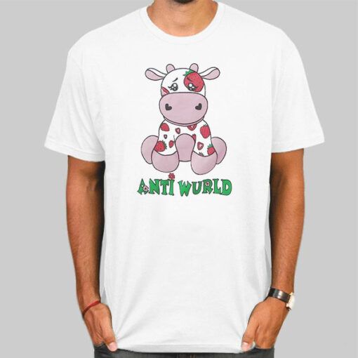 T Shirt White Antiwurld Strawberry Cow Print