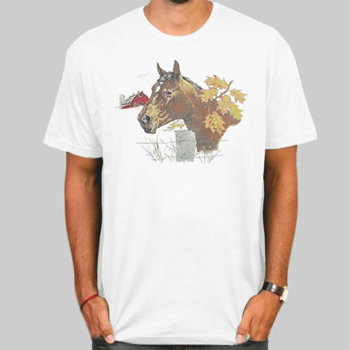 T Shirt White Vintage 90s Graphic Draw Horse