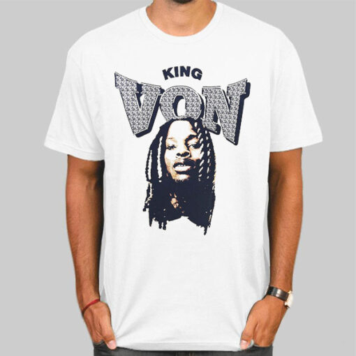 T Shirt White Vintage Graphic King Von Printed
